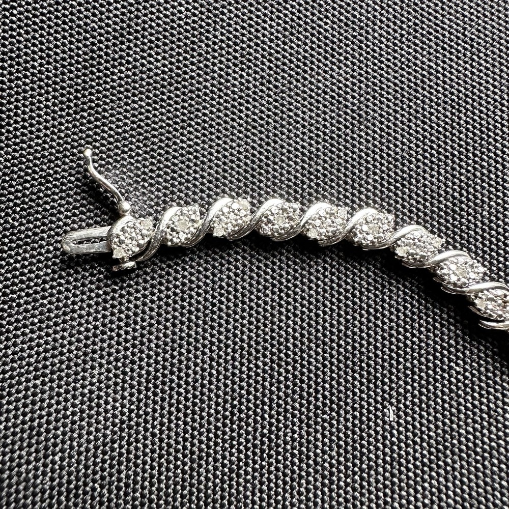Sterling Silver 925 And‎ Clear Stone Tennis Bracelet 7.75" Insert Clasp 11.24 G